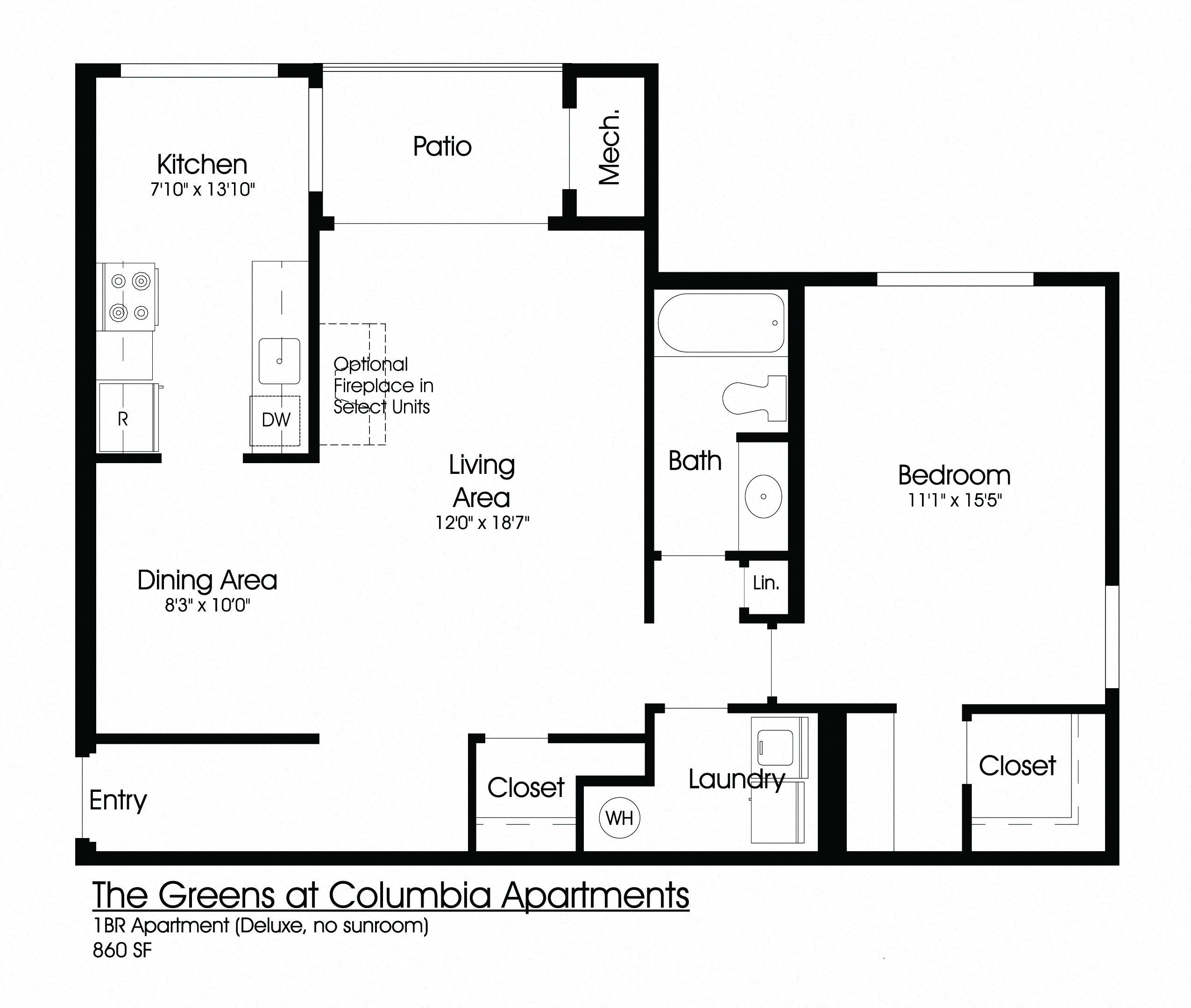 1BR 1BA_860sf at The Greens at Columbia, Columbia
