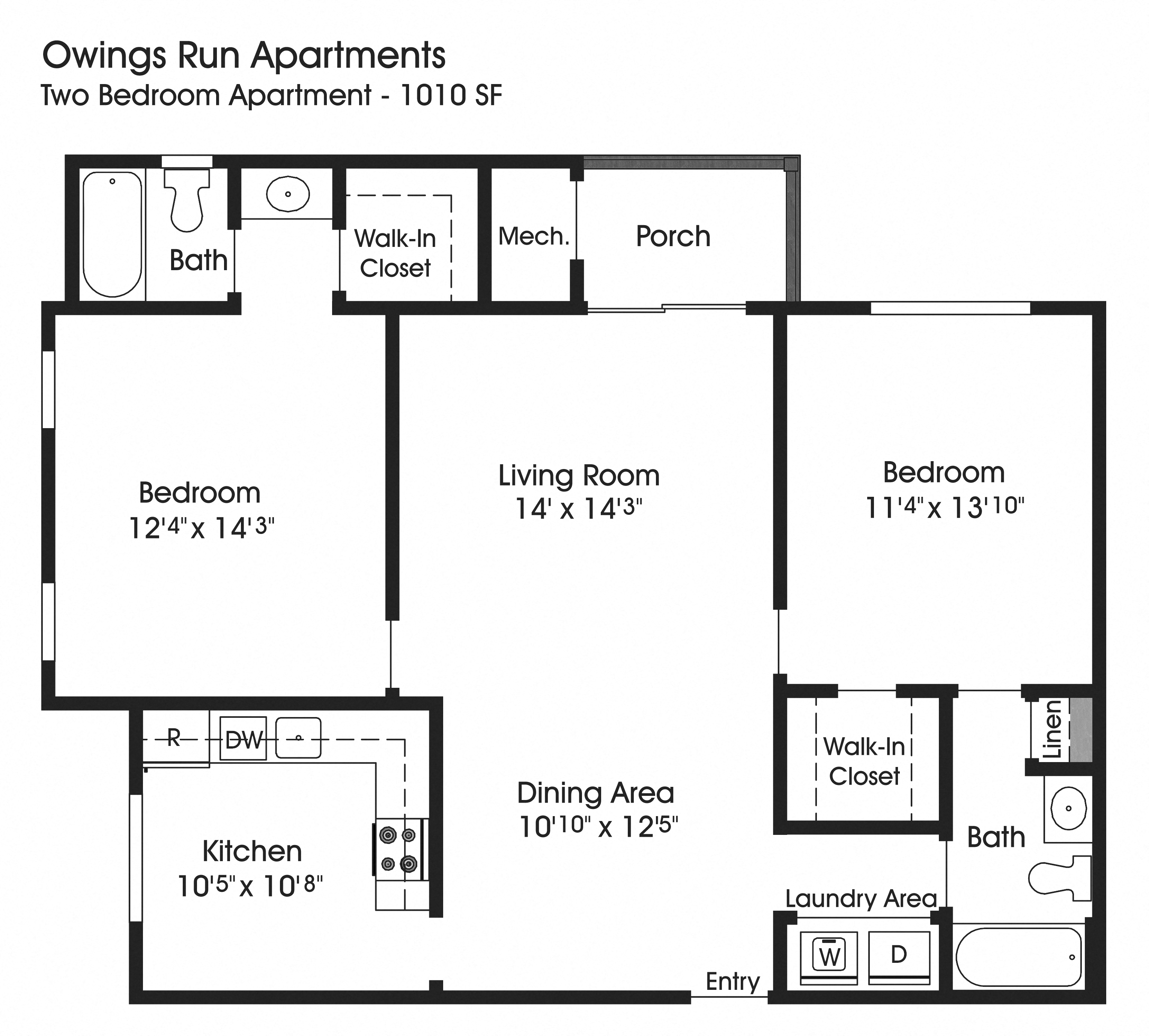 2BR 2BA (1010sf)