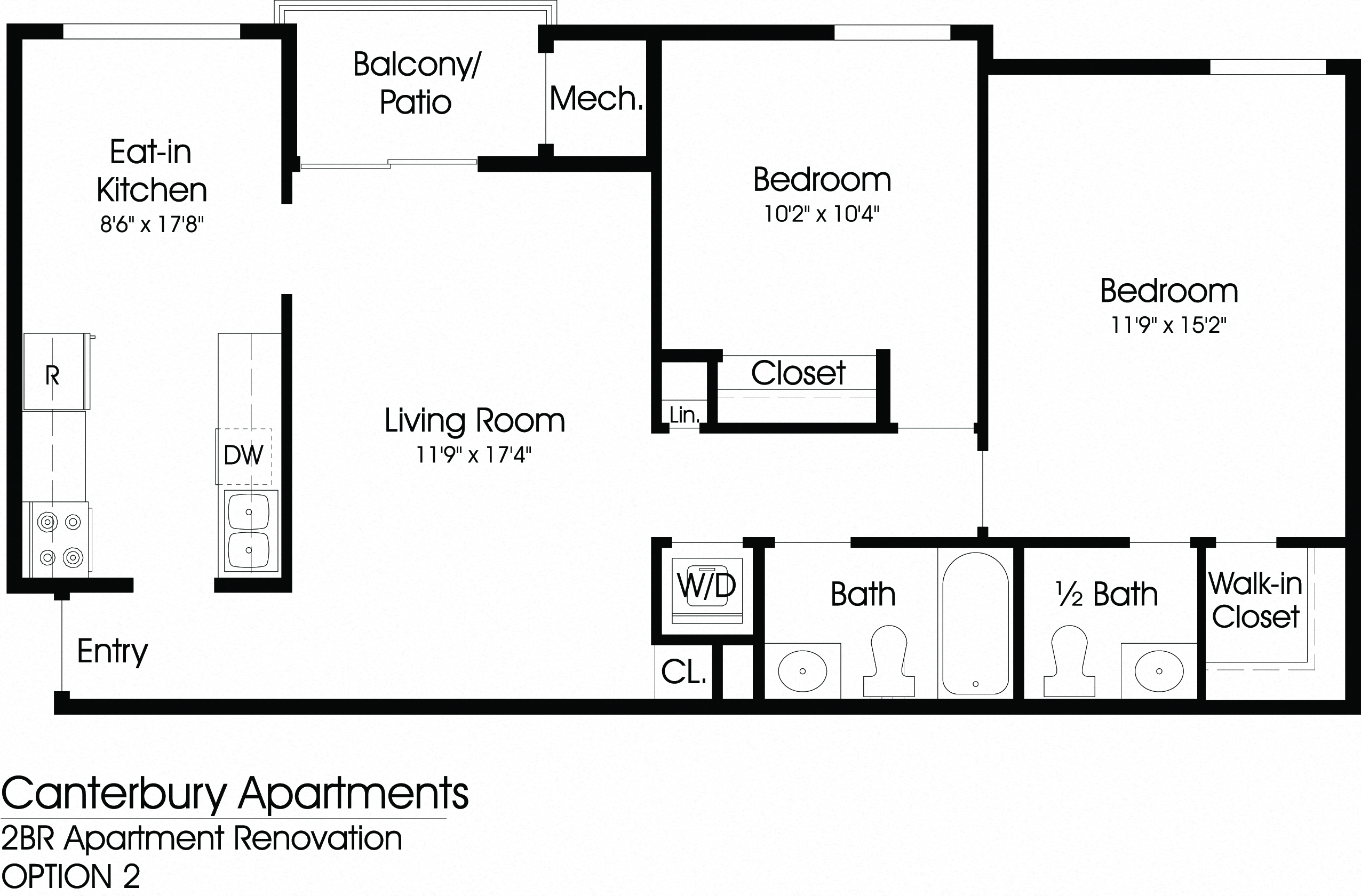 2 Bedroom Floor Plan at The Apartments at Canterbury, Maryland