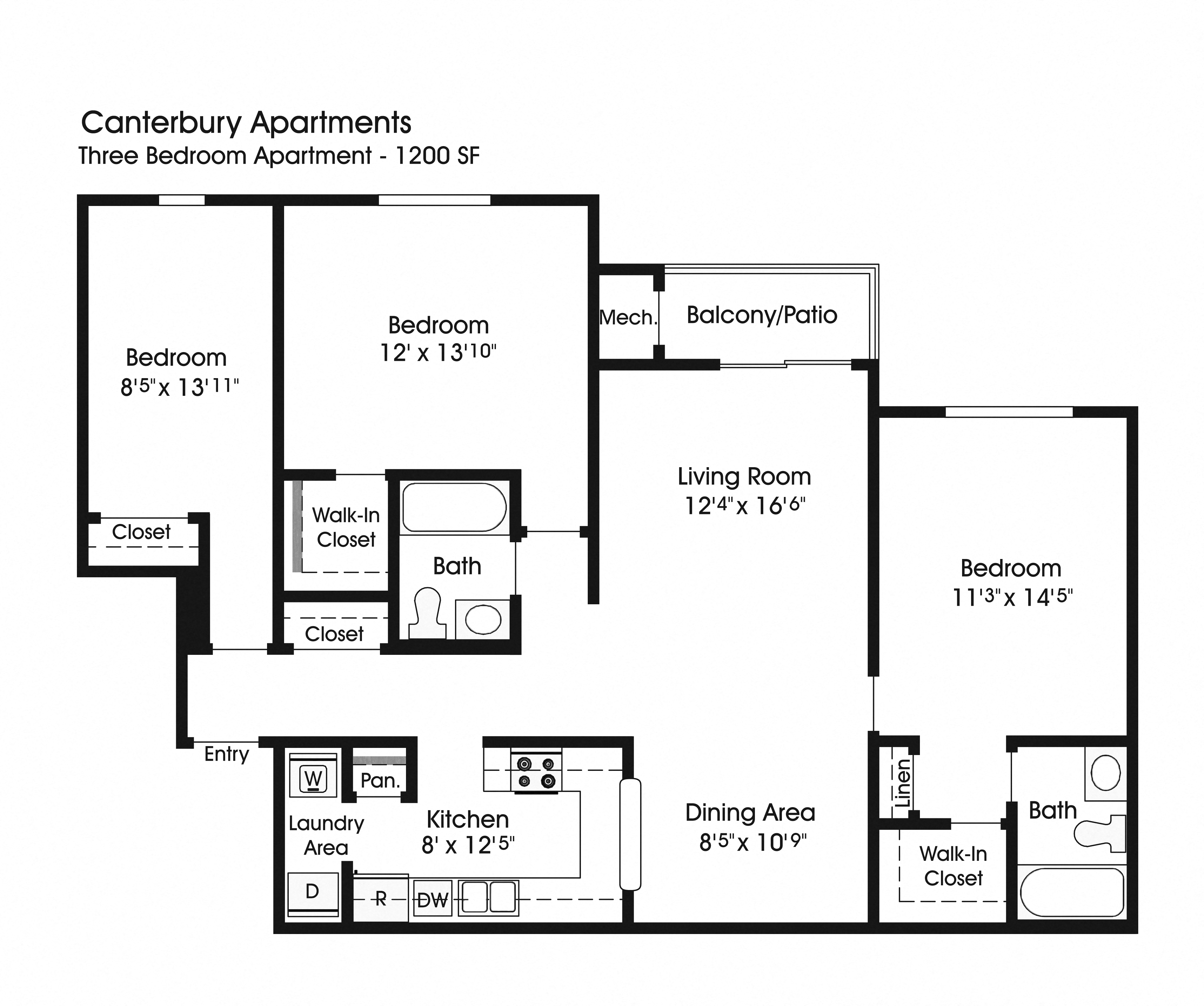 3 Br 2 Ba with Patio at The Apartments at Canterbury, Maryland