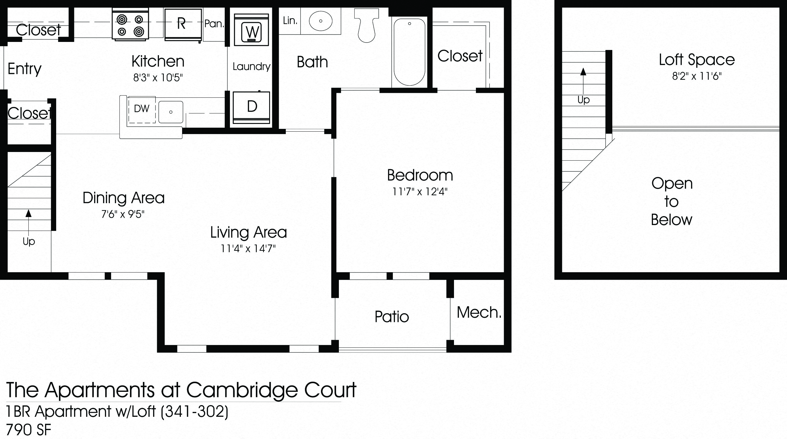 1 Bed 1 Bath Floor Plan at The Apartments at Cambridge Court, Rosedale, 21237