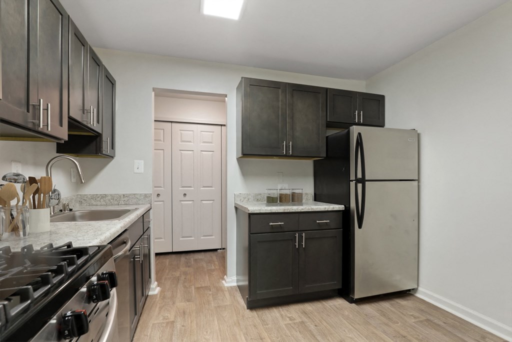 Modern Kitchen With Stainless Steel Appliances And Double Door Refrigerators at Annapolis Roads, Annapolis, 21403