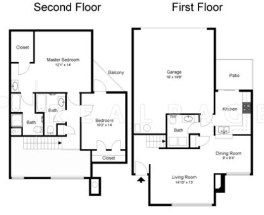 2bed 2.5bath 1644SQFT Floor Plan 3