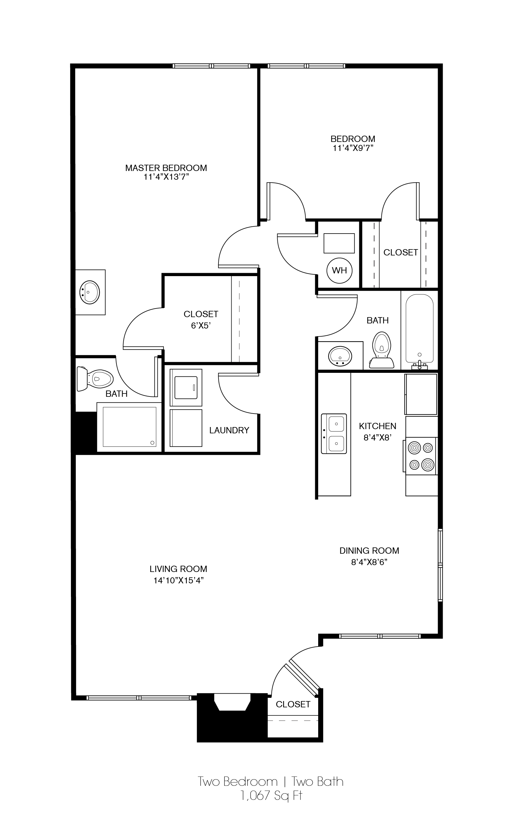 2 Bed 2 Bath 1067sqft Floor Plan 5