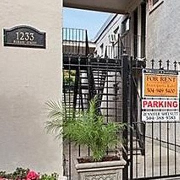 a potted plant in front of a wrought iron gate