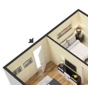 1 bed 1 bath 500 sq. ft.