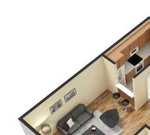 2 bed 1 bath 905 sq. ft.