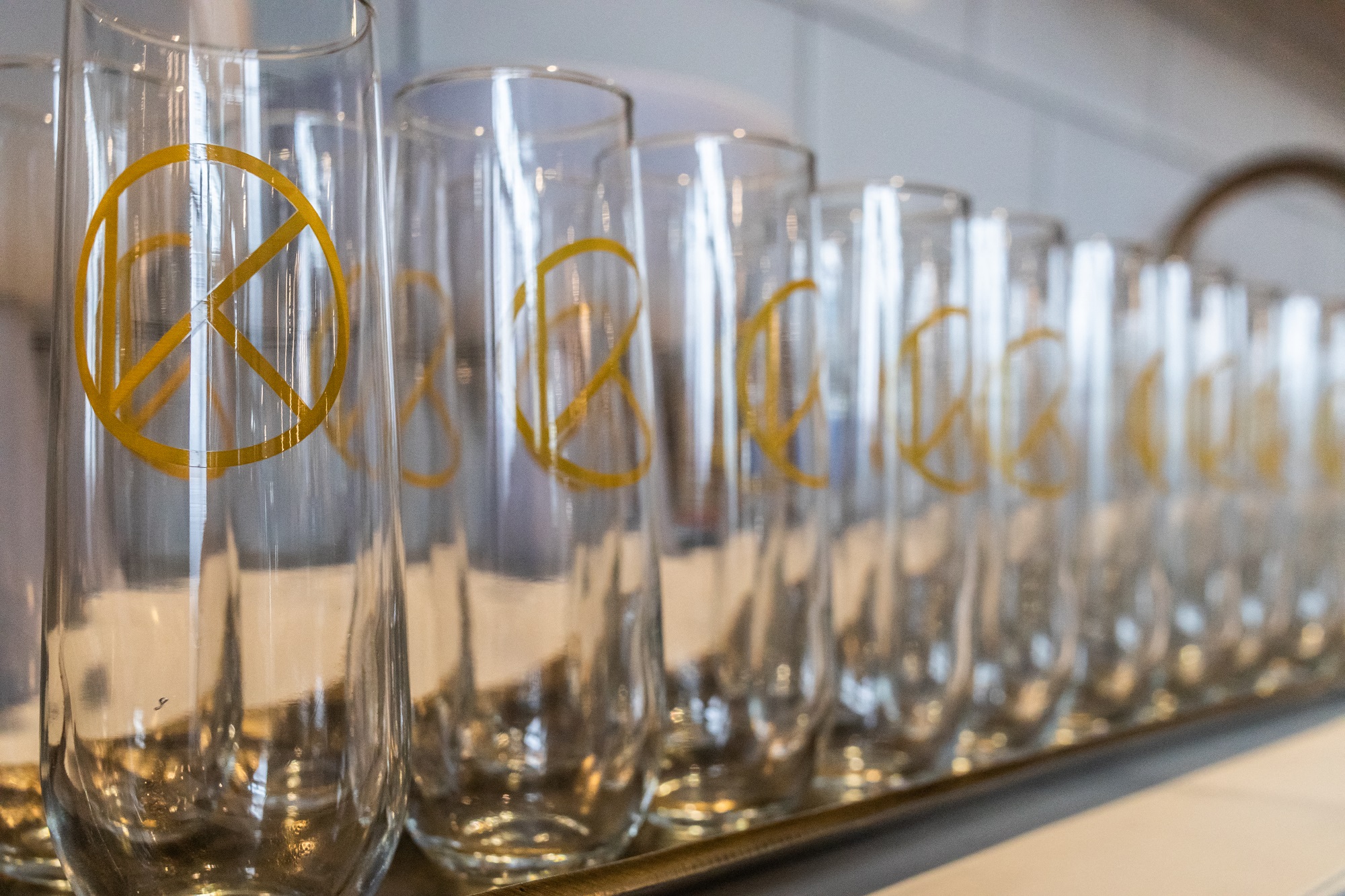 Tall glasses with gold foil decoration