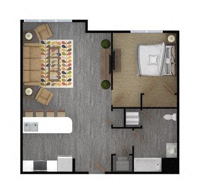 1 Bedroom Floor Plan 1