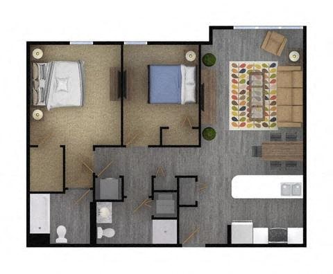 2 Bedroom Floor Plan 2