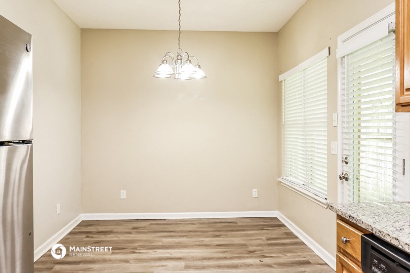 the kitchen and dining room are spacious and clean