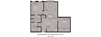 1 BR 1 BA with Den