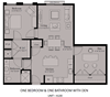 1 BR 1 BA with Den
