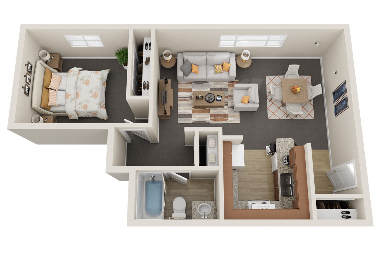a floor plan of a two bedroom apartment with two bathrooms and a balcony at Rock Creek, Montana, 59102