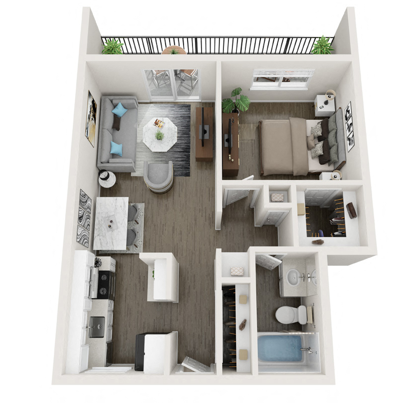 1 Bedroom 1 BATH Floor Plan at Ella 1711 Apartments, Woodland, 95695