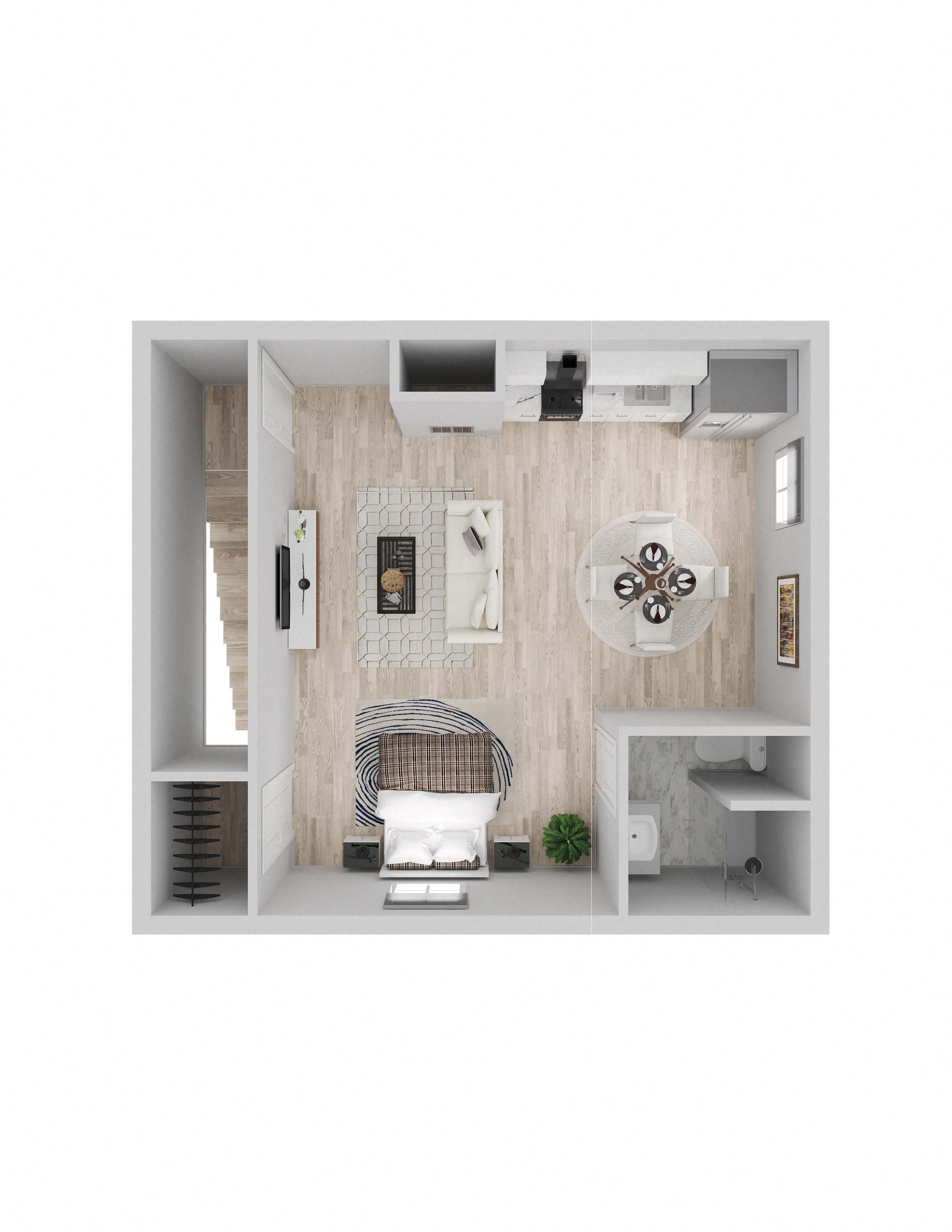 Studio 1 bath Floor Plan at Ella 1711 Apartments, Woodland