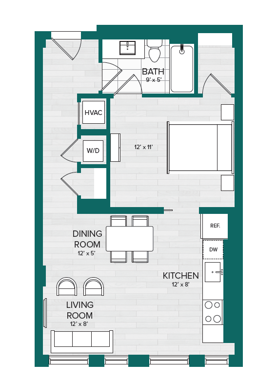 1 Bed 1 Bath Junior-B2.2