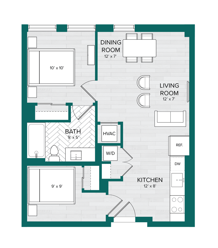 1 Bed 1 Bath Den-D4