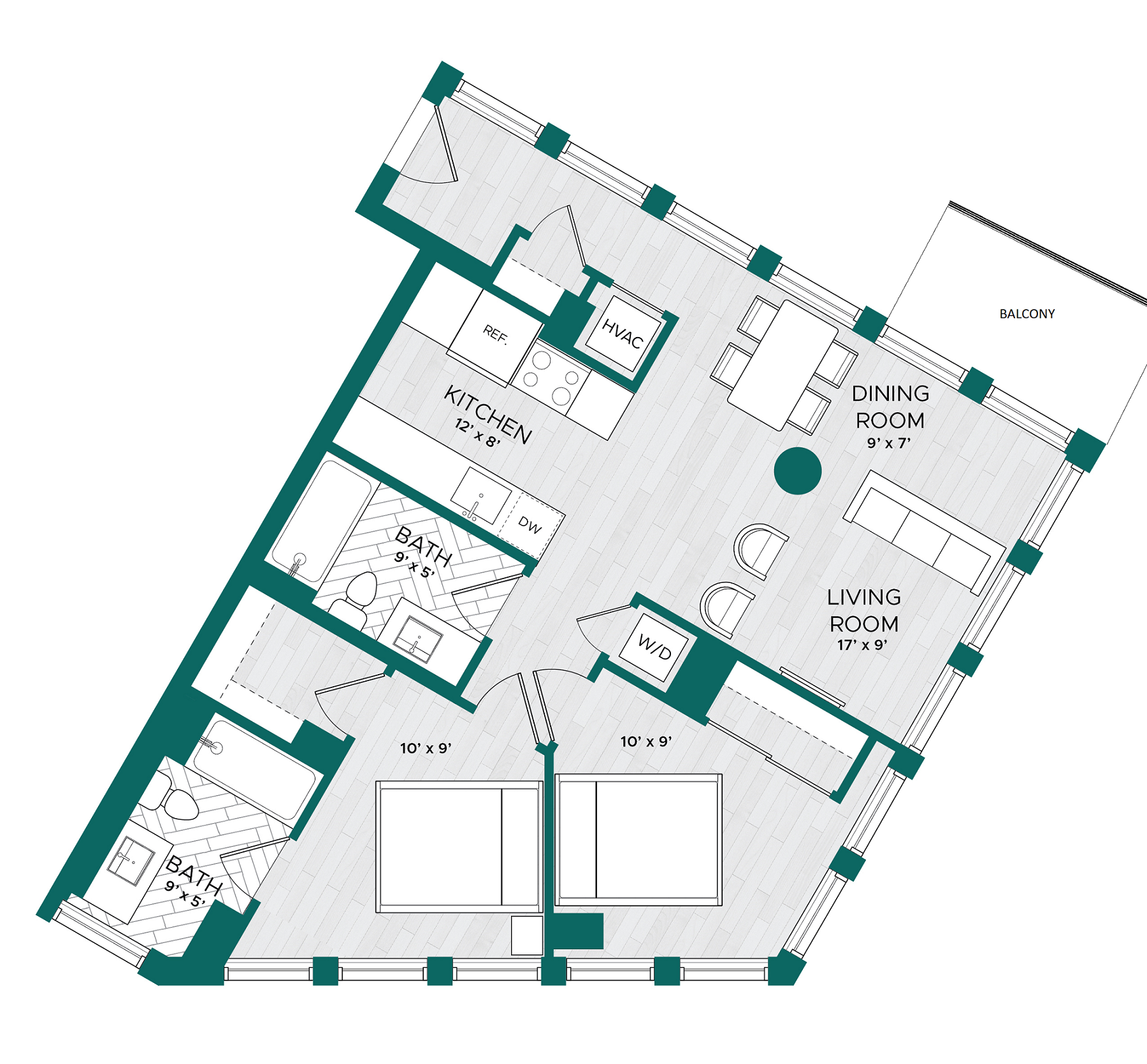 2 Bed 2 Bath-E4