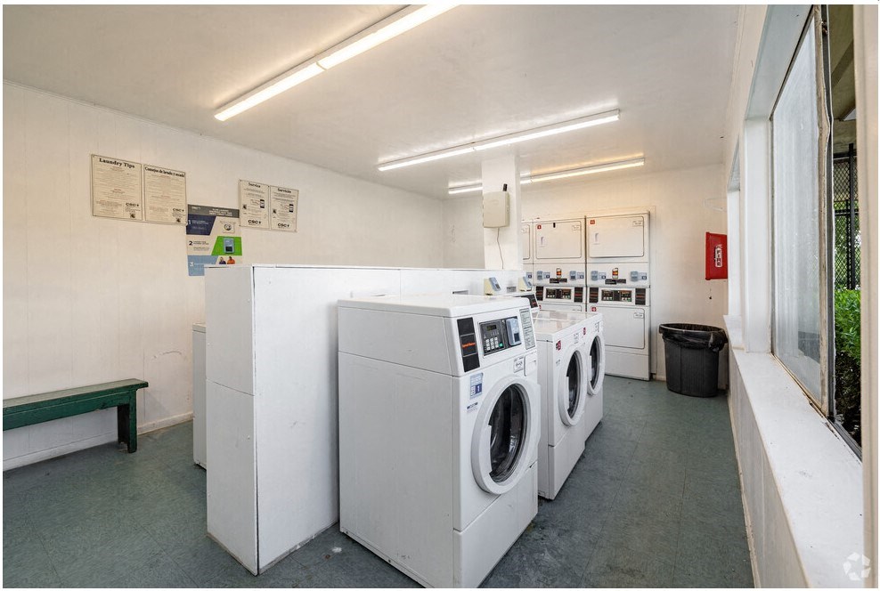 a group of washing machines and other appliances in a room
