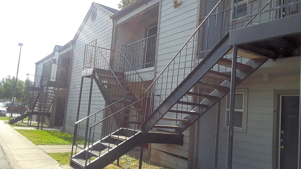 a fire escape on the side of a building