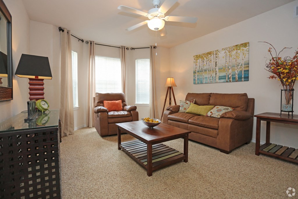 a living room with two couches and a coffee table