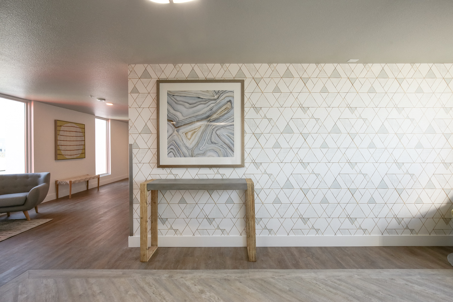 Common area lobby and seating view from elevator