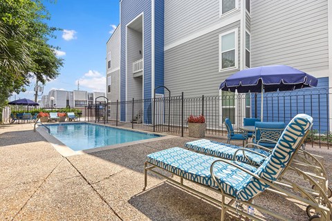 our apartments have a pool and lounge chairs