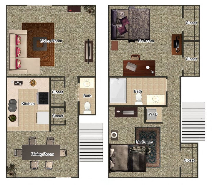 2 Bedroom / 1.5 Bathroom Townhome