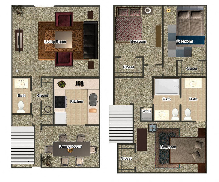 3 Bedroom / 2 Bathroom Townhome
