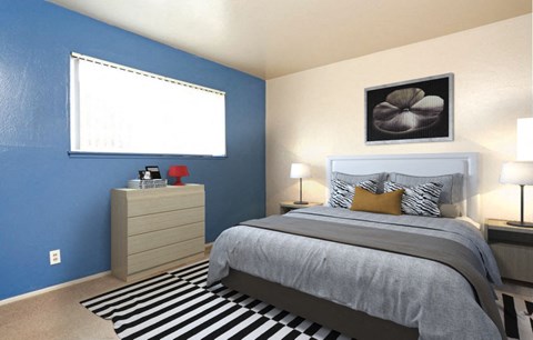 Bedroom (furnished) | Schafer Road Duplexes in Hayward, CA 94554