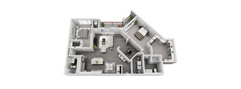 3D floorplan of 2bd2ba apartment  at Arden of Oak Brook, Oakbrook Terrace, Illinois