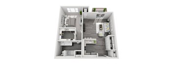 3D floorplan of 1ba1bd  at Arden of Oak Brook, Illinois, 60181