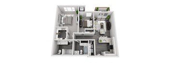 3D render of 2ba 2bd apartment  at Arden of Oak Brook, Oakbrook Terrace, IL, 60181