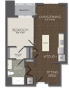 1 bedroom 1 bathroom Floor plan E 1 bedroom 1 bathroom Floor plan E at 672 Flats, Arlington, Virginia