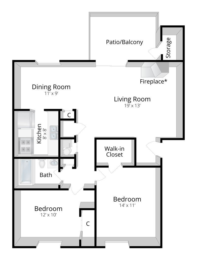 2 Bedroom Apartment Floor Plan 2