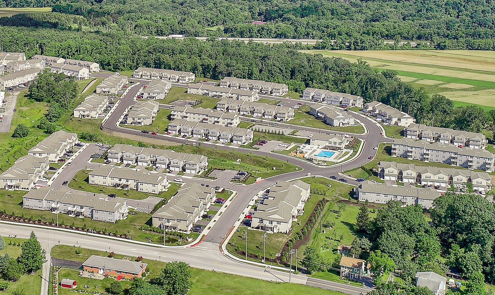 Aerial shot of property