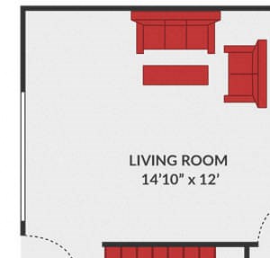 2 bedroom 1.5 bath apartment floor plan