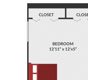 2 bedroom 1.5 bath apartment floor plan in Fairfield, OH