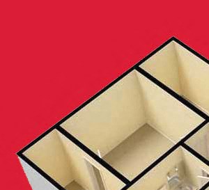 Three Bedroom Two Bath Apartment 3D Floor Plan Image of Three Bedroom Two Bath Apartment