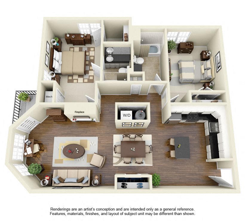 Abington MA Apartments for Rent at Halstead Two Bedroom Expanded Living Apartments in Abington MA