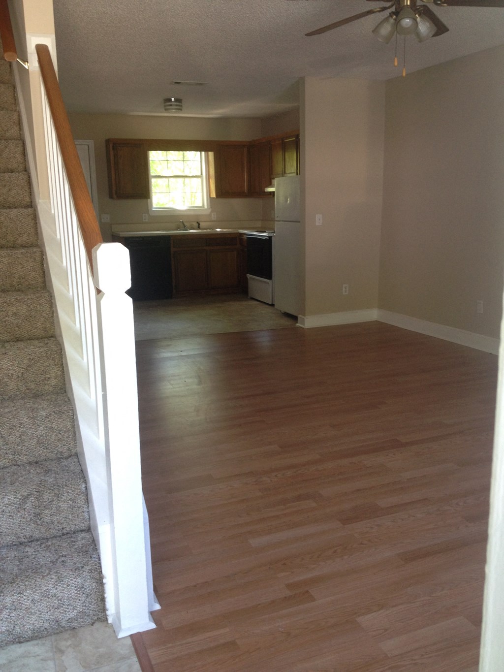 a view of the kitchen from the living room