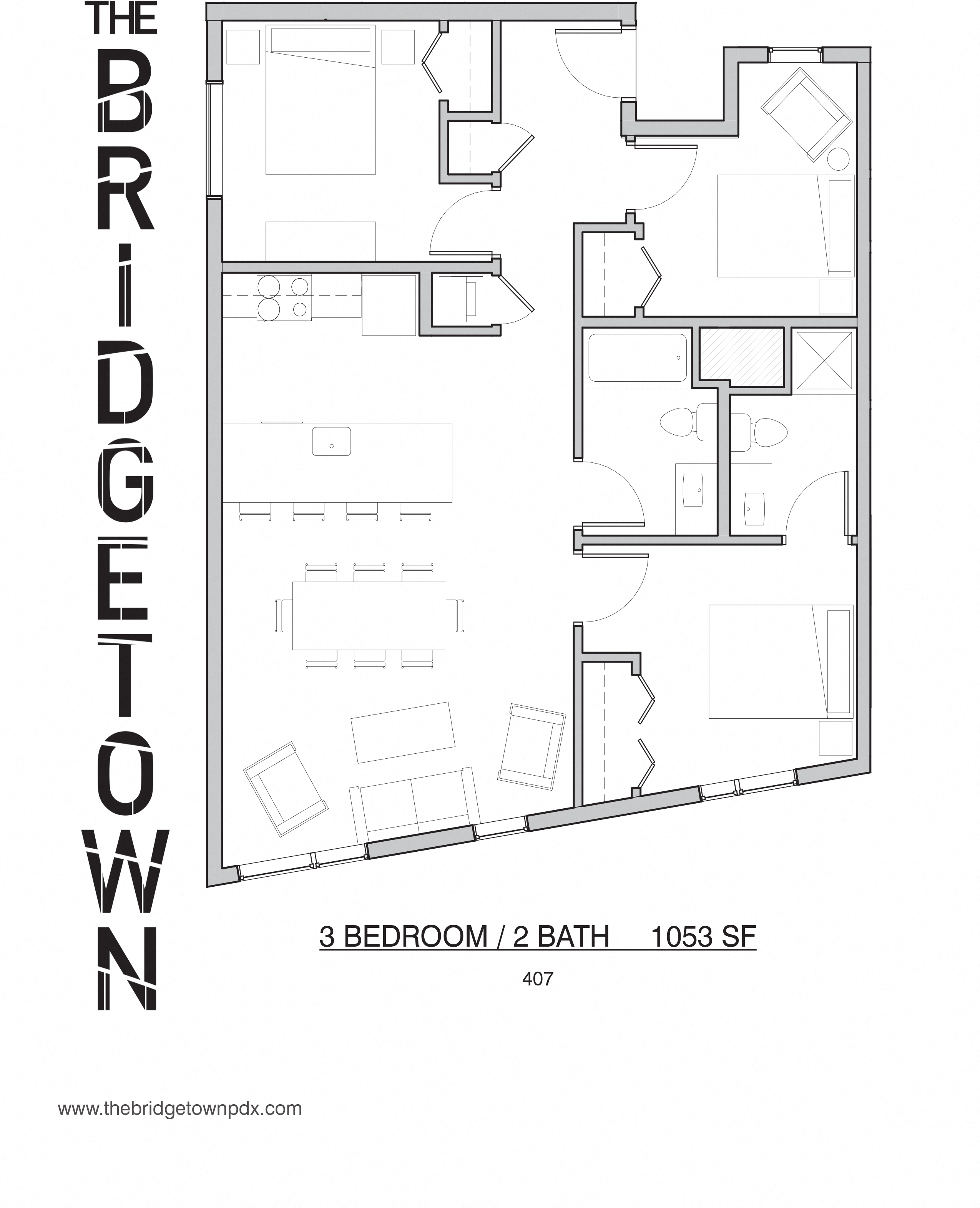 Bridgetown - Three Bedroom Two Bathroom Floor Plan 2