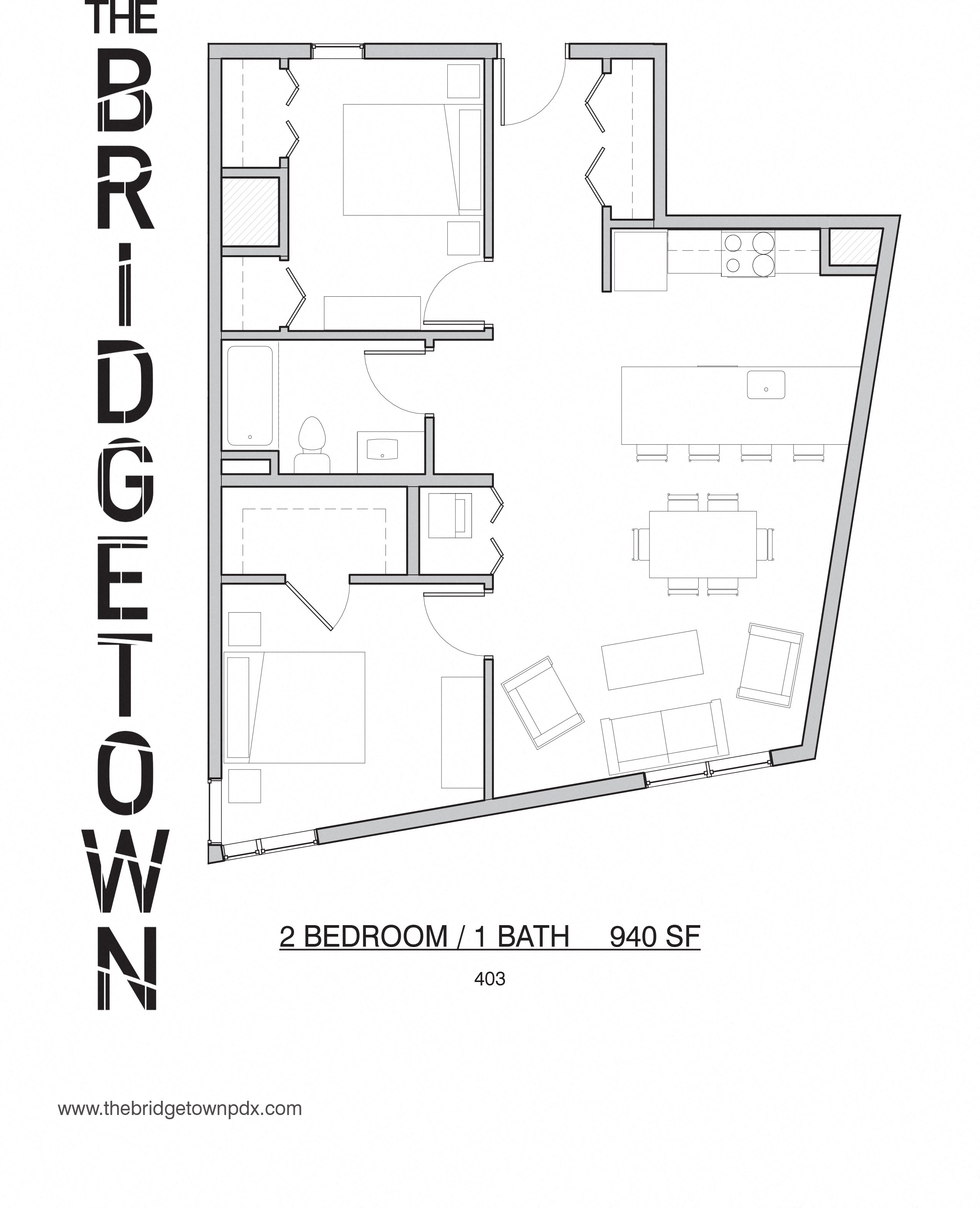 Bridgetown - Two Bedroom One Bathroom Floor Plan 7
