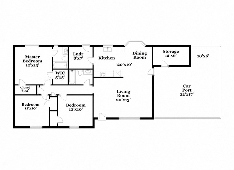 the floor plan of the house has bedrooms and baths