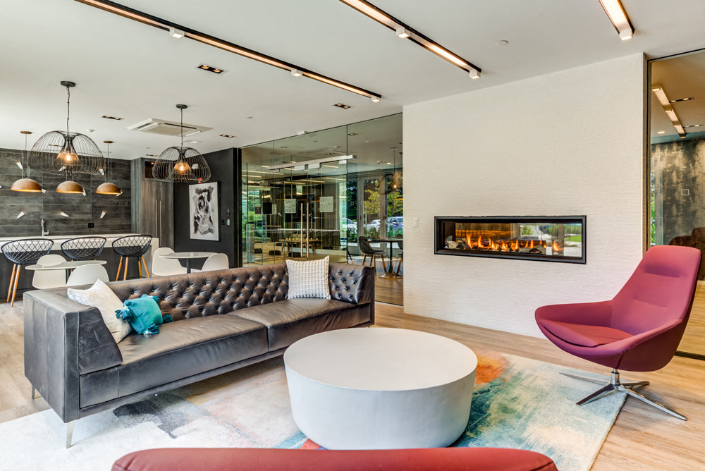 Lounge Next to Fireplace at North Square Apartments in Amherst, MA