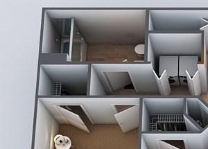 Layout 1, 2 br, 1 ba, 923 sq. ft.