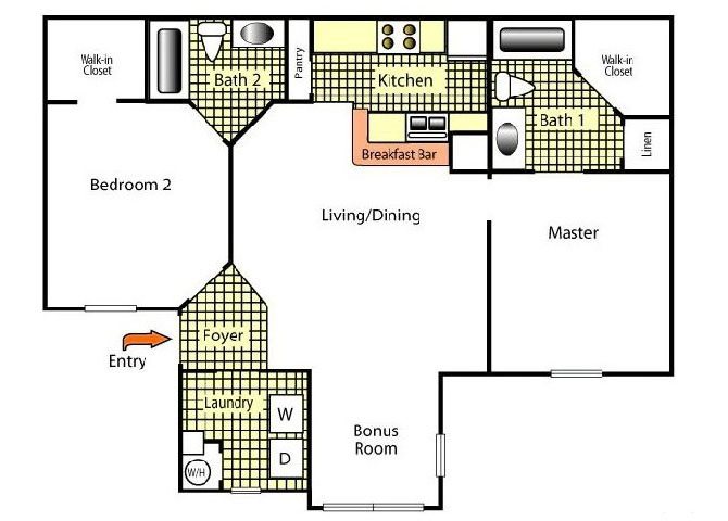 Two Bedroom Two Bath Floor Plan 2