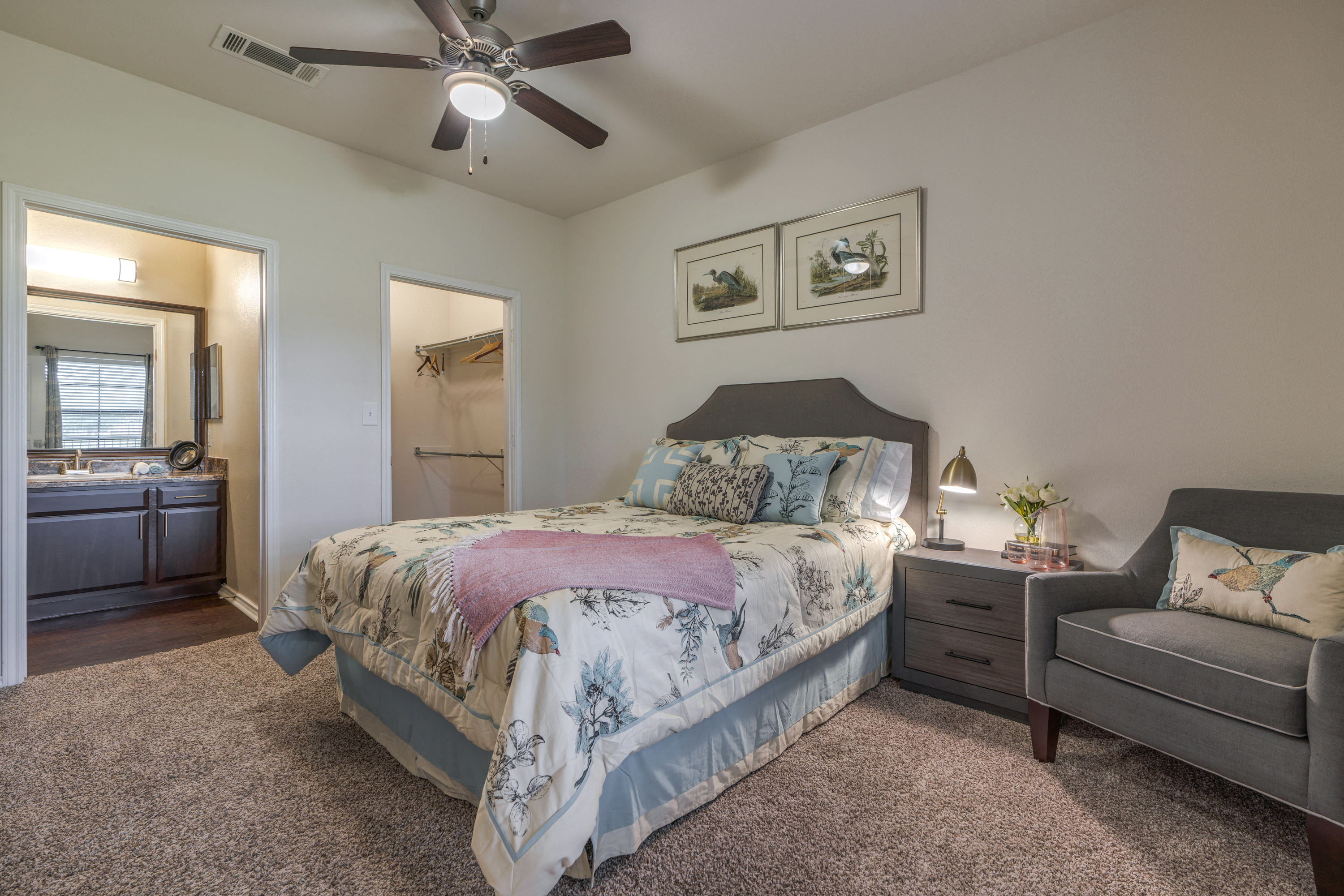 Apartments in Spring TX - Edgewater at Klein - Spacious Bedroom with Plush Carpeting, Private Bathroom and Large Closet