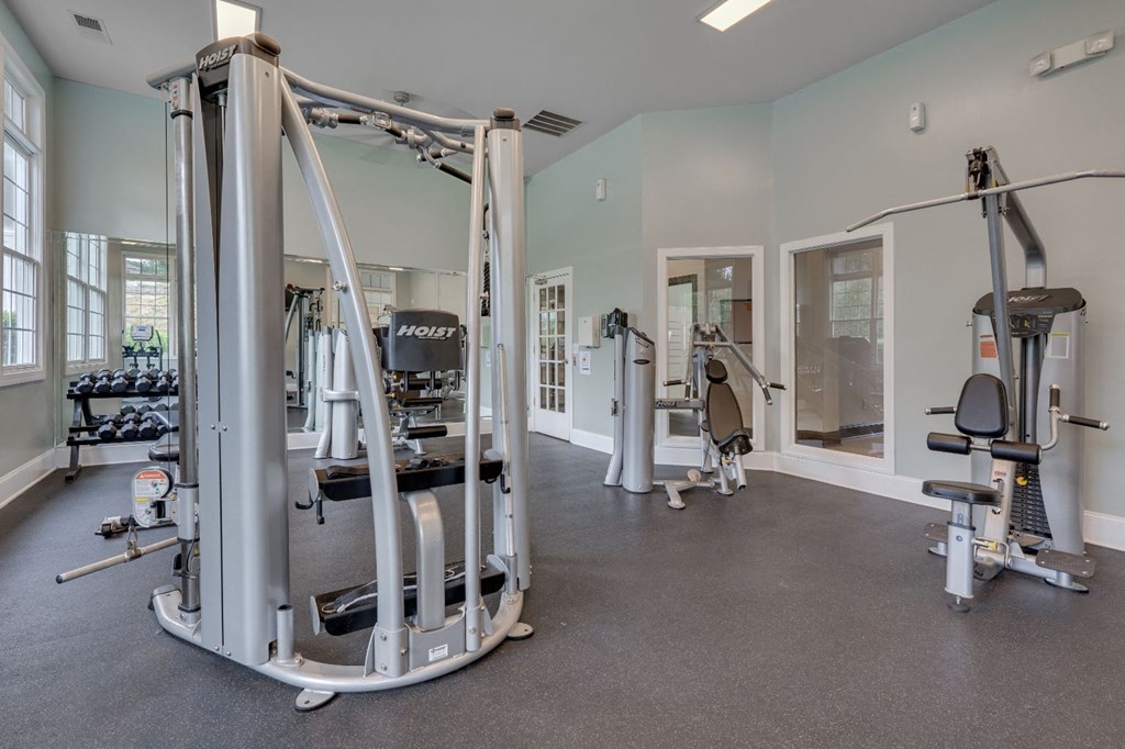 the gym at the flats at big tex apartments